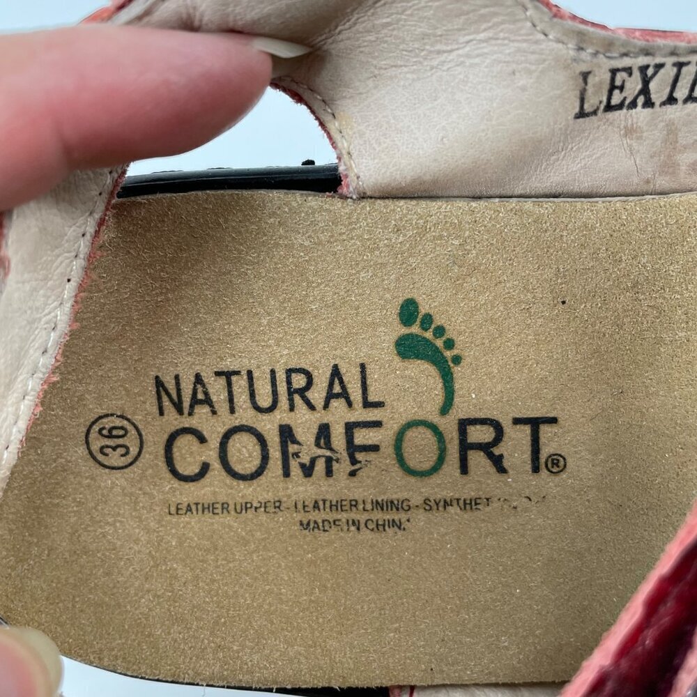Natural Comfort Lexie Red Leather Comfort Double Strap Sandals Womens EU 36 - Picture 5 of 9